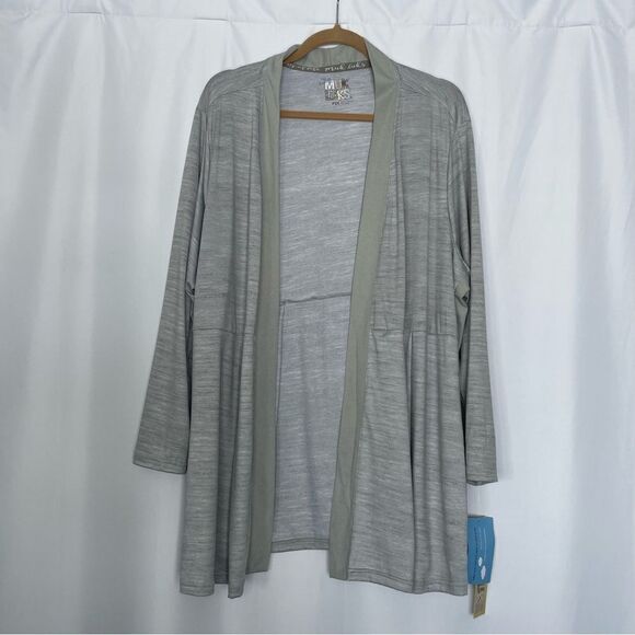 MUK LUK super soft butter knit lightweight long open gray cardigan size P2X - Picture 1 of 6